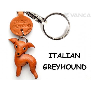 Italian Greyhound Leather Dog Keychain