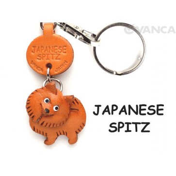 Japanese Spitz Leather Dog Keychain