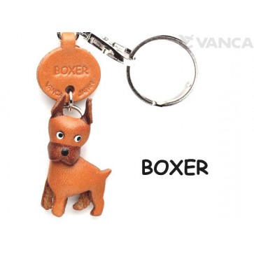 Boxer Leather Dog Keychain