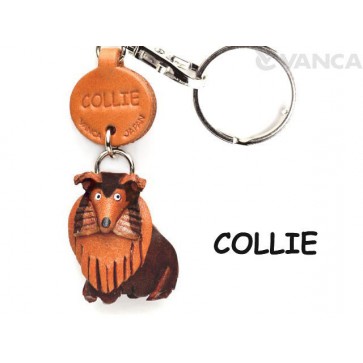 Collie Leather Dog Keychain