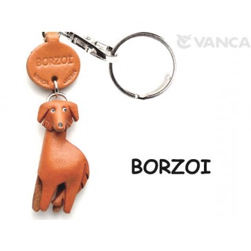 Borzoi Leather Dog Keychain