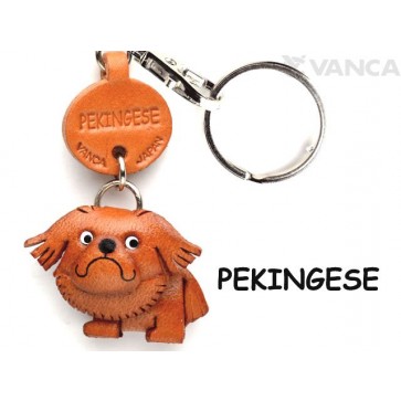 Pekingese Leather Dog Keychain