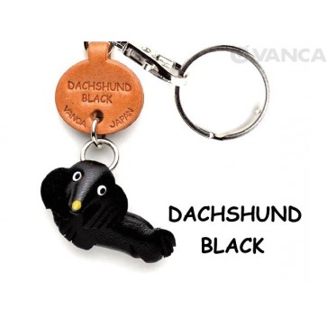 Dachshund Black Leather Dog Keychain