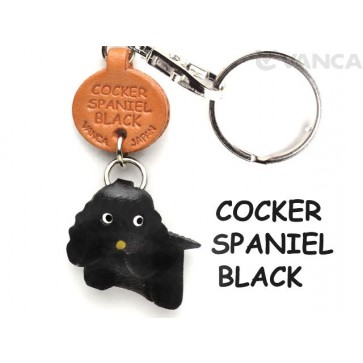 Cocker Spaniel Black Leather Dog Keychain