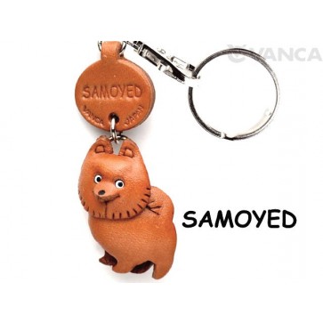 Samoyed Leather Dog Keychain