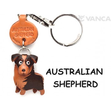 Australian Shepherd Leather Dog Keychain