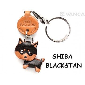 Shiba Dog Black&Tan Leather Dog Keychain