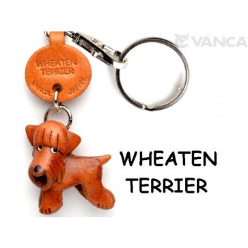 Wheaten Terrier Leather Dog Keychain