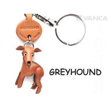 Greyhound Leather Dog Keychain