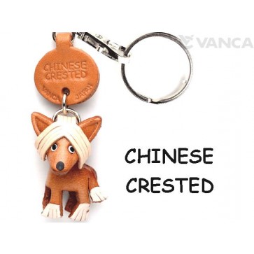 Chinese Crested Leather Dog Keychain