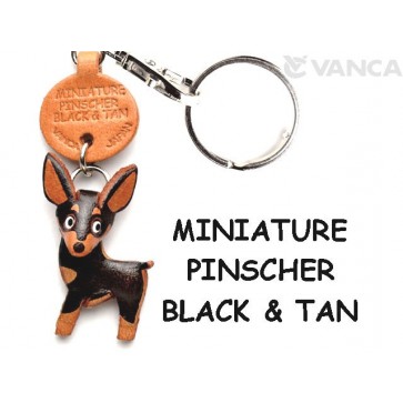 Miniature Pinscher Black&Tan Leather Dog Keychain