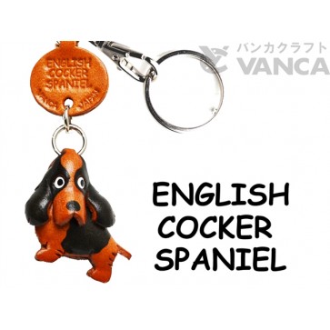 English Cocker Spaniel Leather Dog Keychain