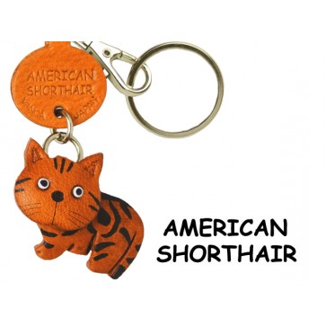 American Shorthair Leather Keychain Cat