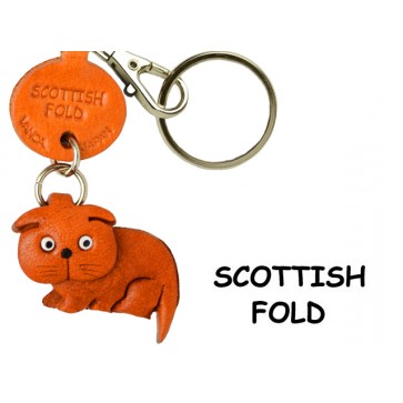 Scottish Fold Leather Keychain Cat