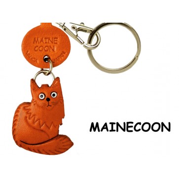 Maine Coon Leather Keychain Cat