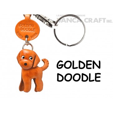 Goldendoodle Leather Dog Keychain