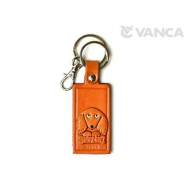 DachshundLeather Name Plate Holder Keychain