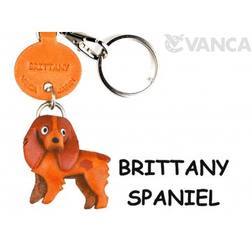 Brittany Spaniel Leather Dog Keychain