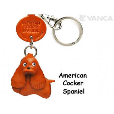 American Cocker Spaniel Leather Dog Keychain