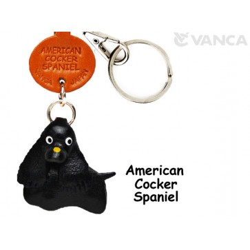 American Cocker Spaniel Black Leather Dog Keychain