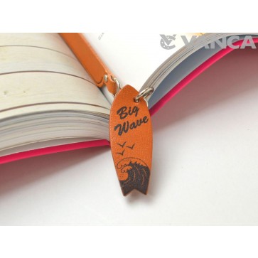 Surfboard Leather Charm Bookmarker