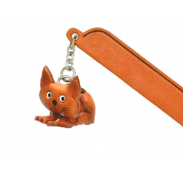 Sitting Cat Plain Leather Charm Bookmarker