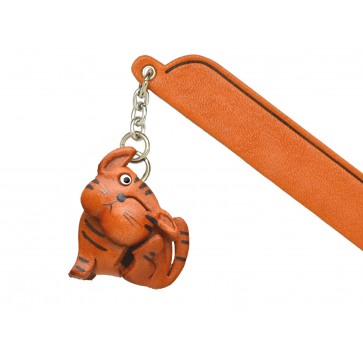 Scratching Cat Tabby Leather Charm Bookmarker