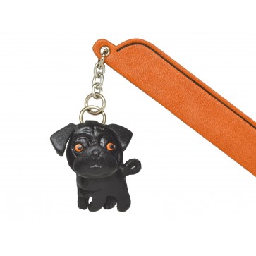 Pug Black Leather dog Charm Bookmarker