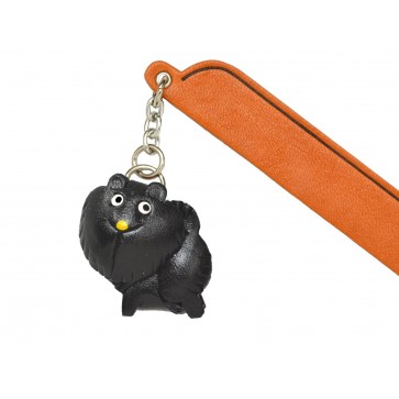 Pomeranian Black Leather dog Charm Bookmarker