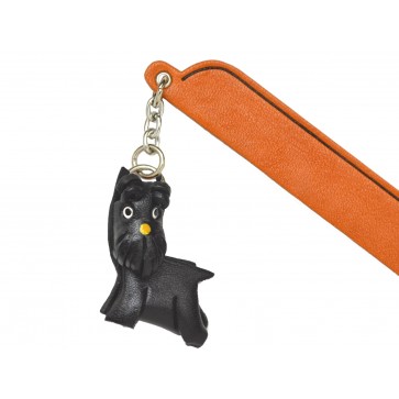 Schnauzer Black Leather dog Charm Bookmarker