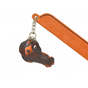 Dachshund long Black&Tan Leather dog Charm Bookmarker