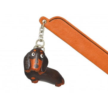 Dachs smooth B&T Leather dog Charm Bookmarker