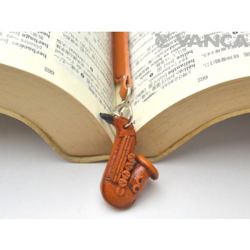 Saxophone Leather Charm Bookmarker