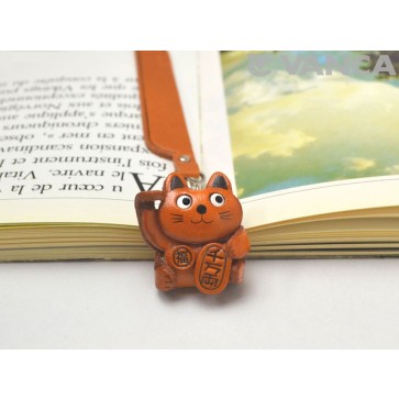 Lucky cat Leather Charm Bookmarker