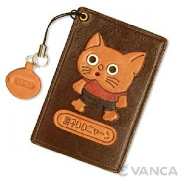 Cat Leather Commuter Pass case/card Holders #26407