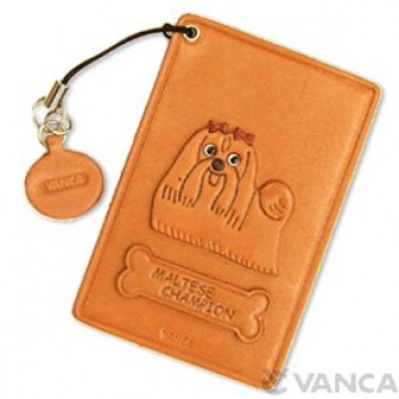 Maltese Champion Dog Leather Commuter Pass/Passcard Holders