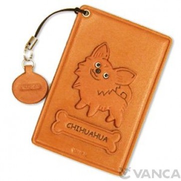Chihuahua Long Haird Leather Commuter Pass case/card Holders #26448
