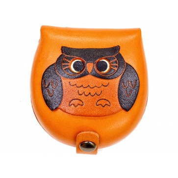 Owl-brown Handmade Genuine Leather Animal Color Coin case/Purse #26088-1