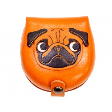Pug-brown Handmade Genuine Leather Animal Color Coin case/Purse #26093-1