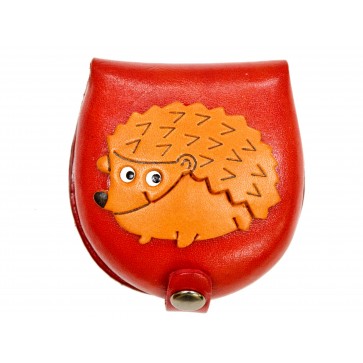 Hedgehog-red Handmade Genuine Leather Animal Color Coin case/Purse #26088-2