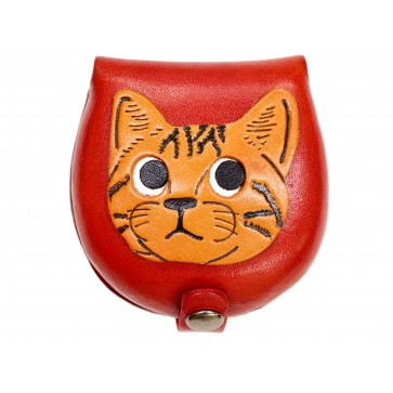 American shorthair -red Handmade Genuine Leather Animal Color Coin case/Purse #26094-2