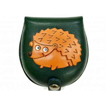 Hedgehog-green Handmade Genuine Leather Animal Color Coin case/Purse #26088-3