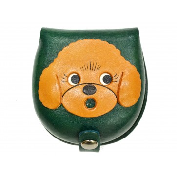 Toy poodle-green Handmade Genuine Leather Animal Color Coin case/Purse #26092-3