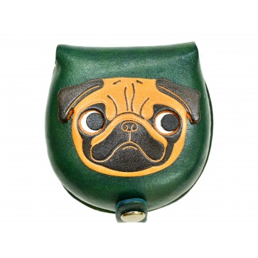 Pug-green Handmade Genuine Leather Animal Color Coin case/Purse #26093-3