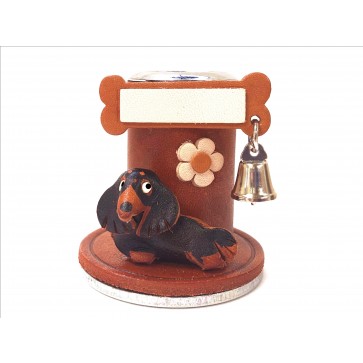 DACHSHUND genuine leather handcrafted Personal stamp Stand #26096