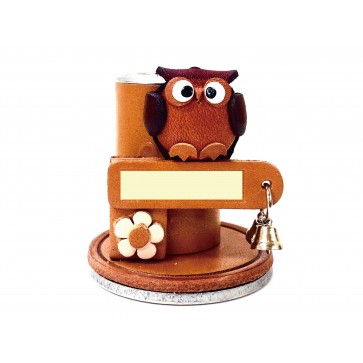 OWL Genuine leather handcrafted Personal stamp Stand #26095