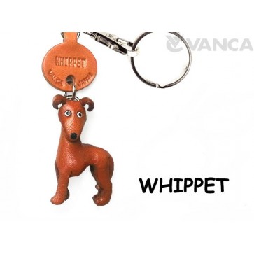 Whippet Leather Dog Keychain