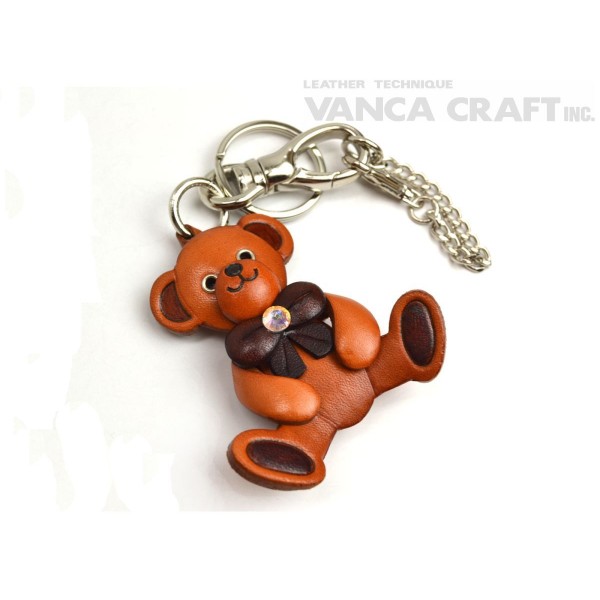 Teddy Bear Handmade Leather Keychain Bag Charm