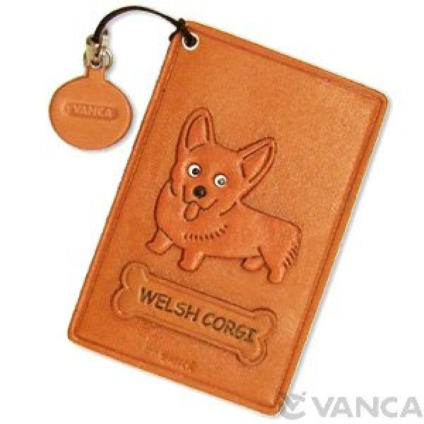 Welsh Corgi Handmade Leather Commuter ID Metro Pass Card Holder *VANCA* #26472 