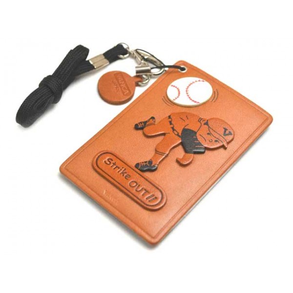 Pitcher Strike out Leather Commuter ID/Pass Card Holder Handmade *VANCA* #26638 